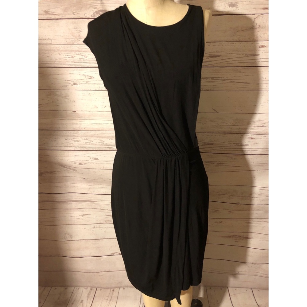 Barney’s Black Carven wrap draped dress Sz M